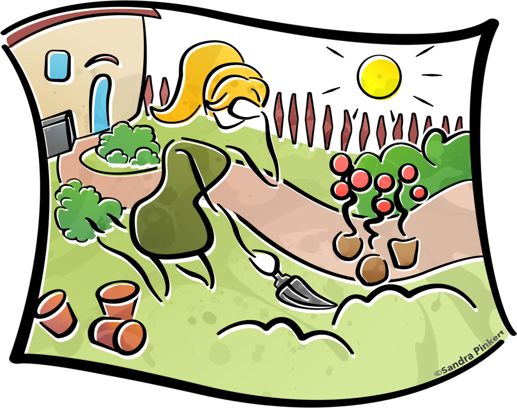 illustration Gartenarbeit sonne garten Nagellack Tomaten